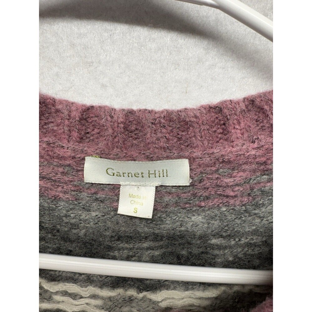 Garnet Hill fair isle cardigan button down sweater wool blend Purple Size Small - Picture 2 of 5
